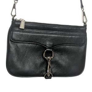 Rebecca Minkoff Black Leather Crossbody Purse Clutch Detachable Strap